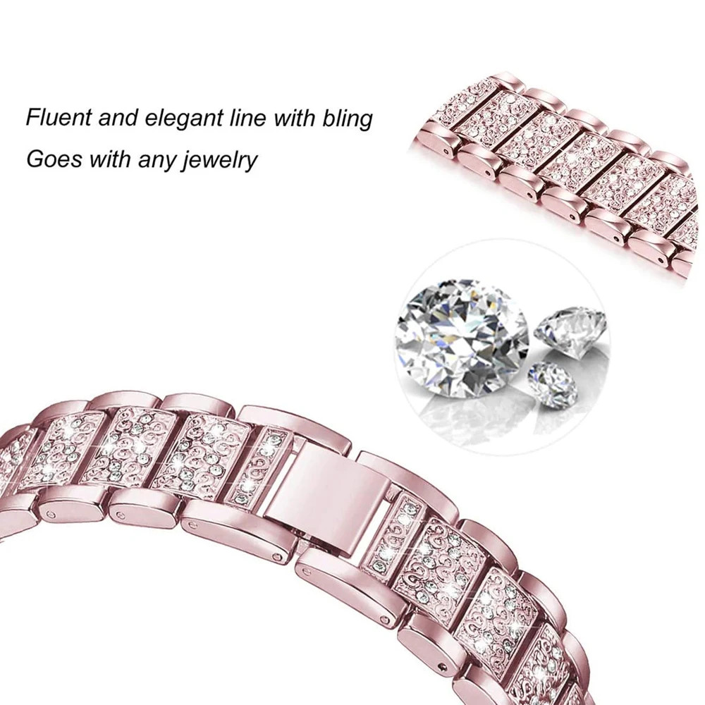Diamond Stainless Steel Band for Fitbit Charge 6 / Charge 5 Bracelet Metal Strap