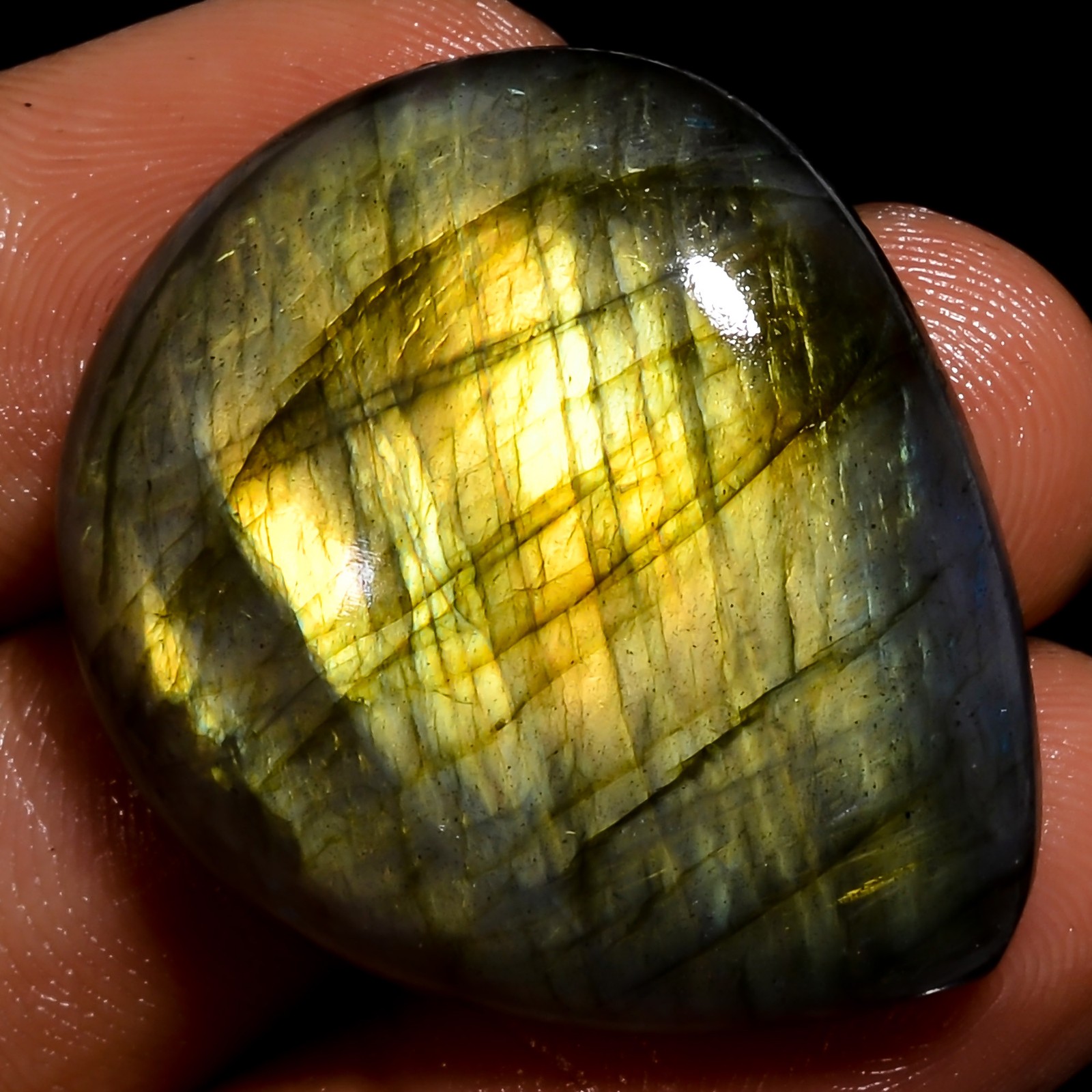 100% Natural Labradorite Pear Shape Cabochon Gemstone 50.5 Ct 31X27X9 mm A-11753