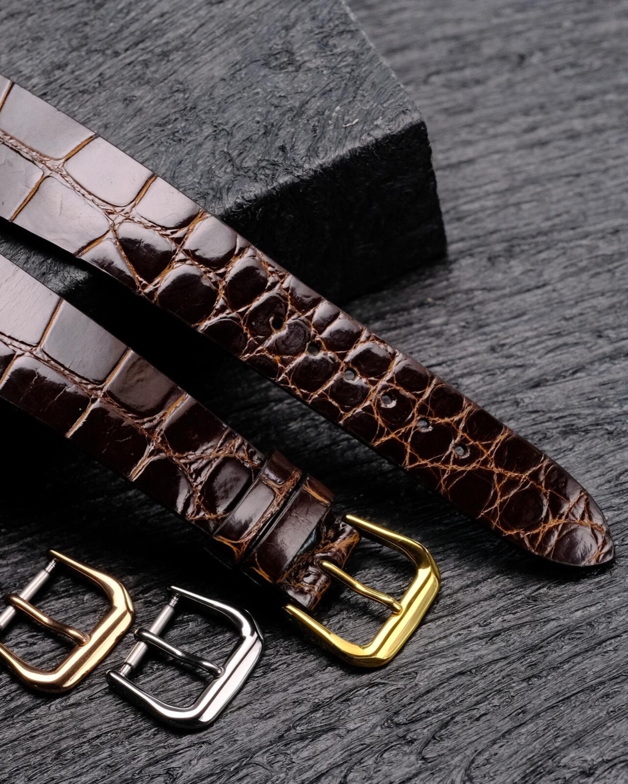 VINTAGE STYLE TOP QUALITY 14MM YELLOW GOLD PLATED STEEL WATCH STRAP BUCKLE, NEW