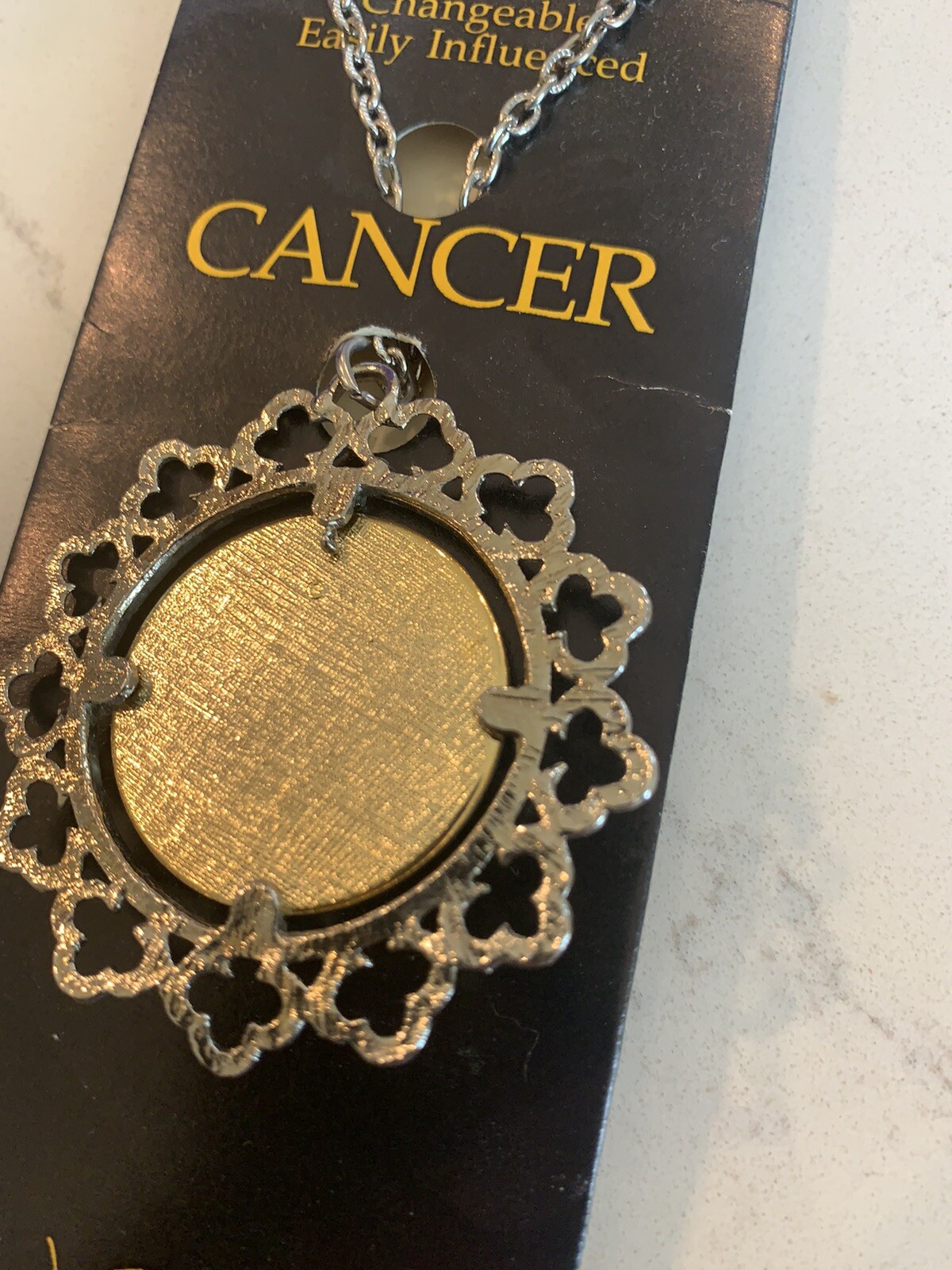 Accessorize Lg CANCER Statement Pendant – Gold/Silver Tone W 24” Thick Chain