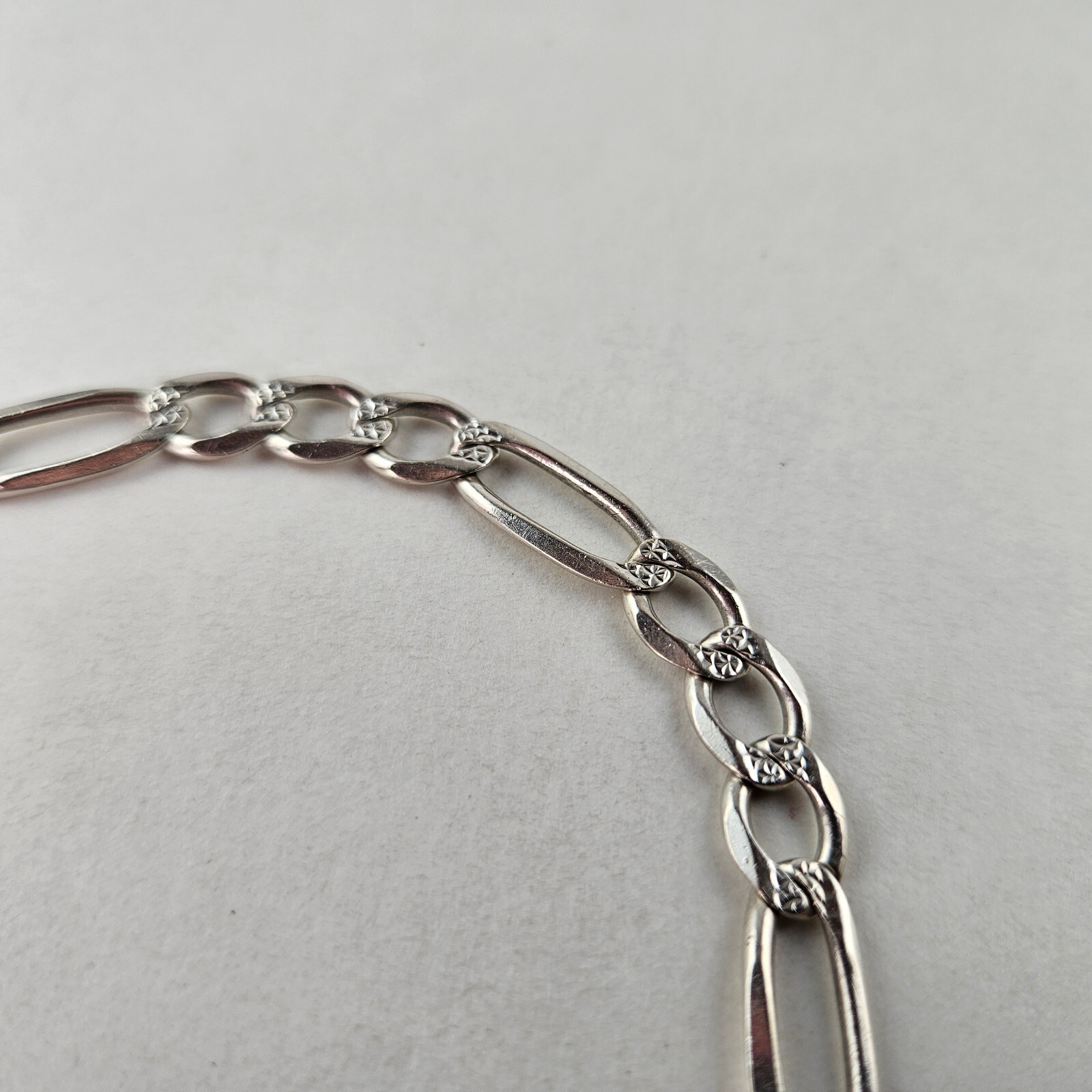 Sterling Silver Cuban Link Tennis Bracelet 16.6g 9 in [8212]