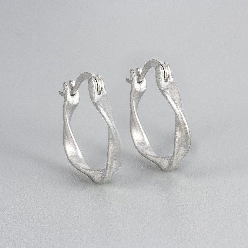 Women Silver Gold Twist Geometric Click-Top Huggie Hoop Earrings 16mm Gift B13