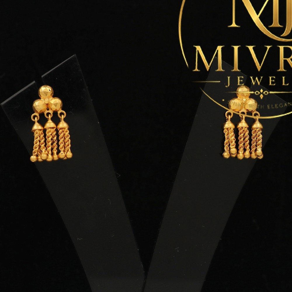 22K Print Design Gold Plug Earrings 2.2cm Elegant Women’s Jewelry 4.84g