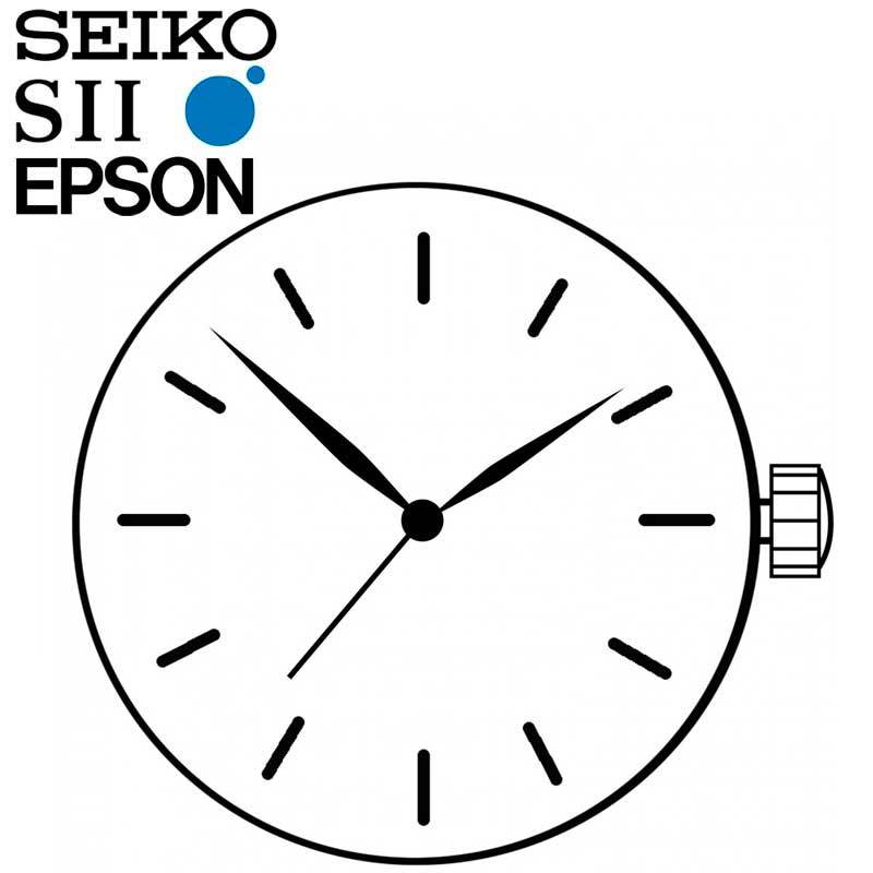 New Japan Seiko SII / TMI / Epson Y121 Watch Movement, 6 3/4 x 8, 3 Hands (HCP)
