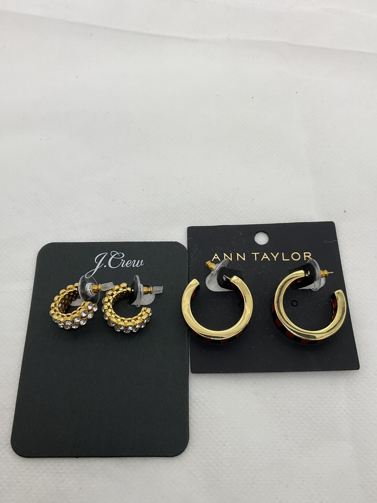 Ann Taylor J. Crew Gold Tone Hoop Earrings Jewelry Lot of 2 Pairs