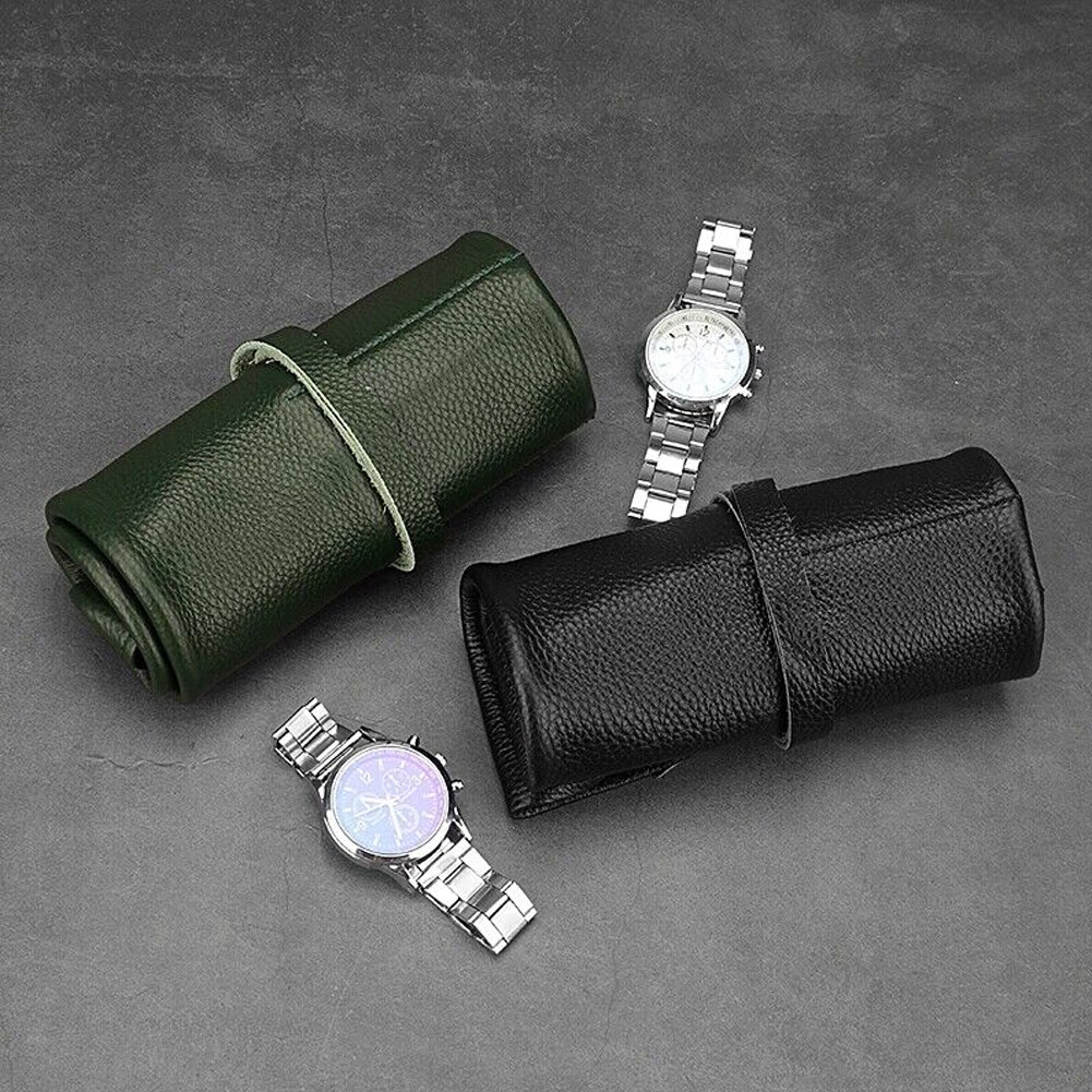 6 Slots Watch Roll Travel Case Genuine Leather Watches Jewelry storage Pouch Bag
