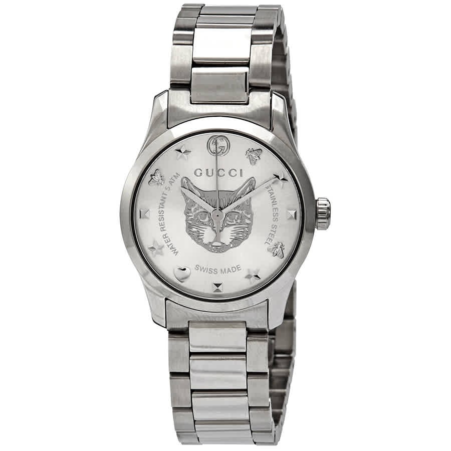 Gucci G-Timeless Silver Dial Ladies Watch YA126595