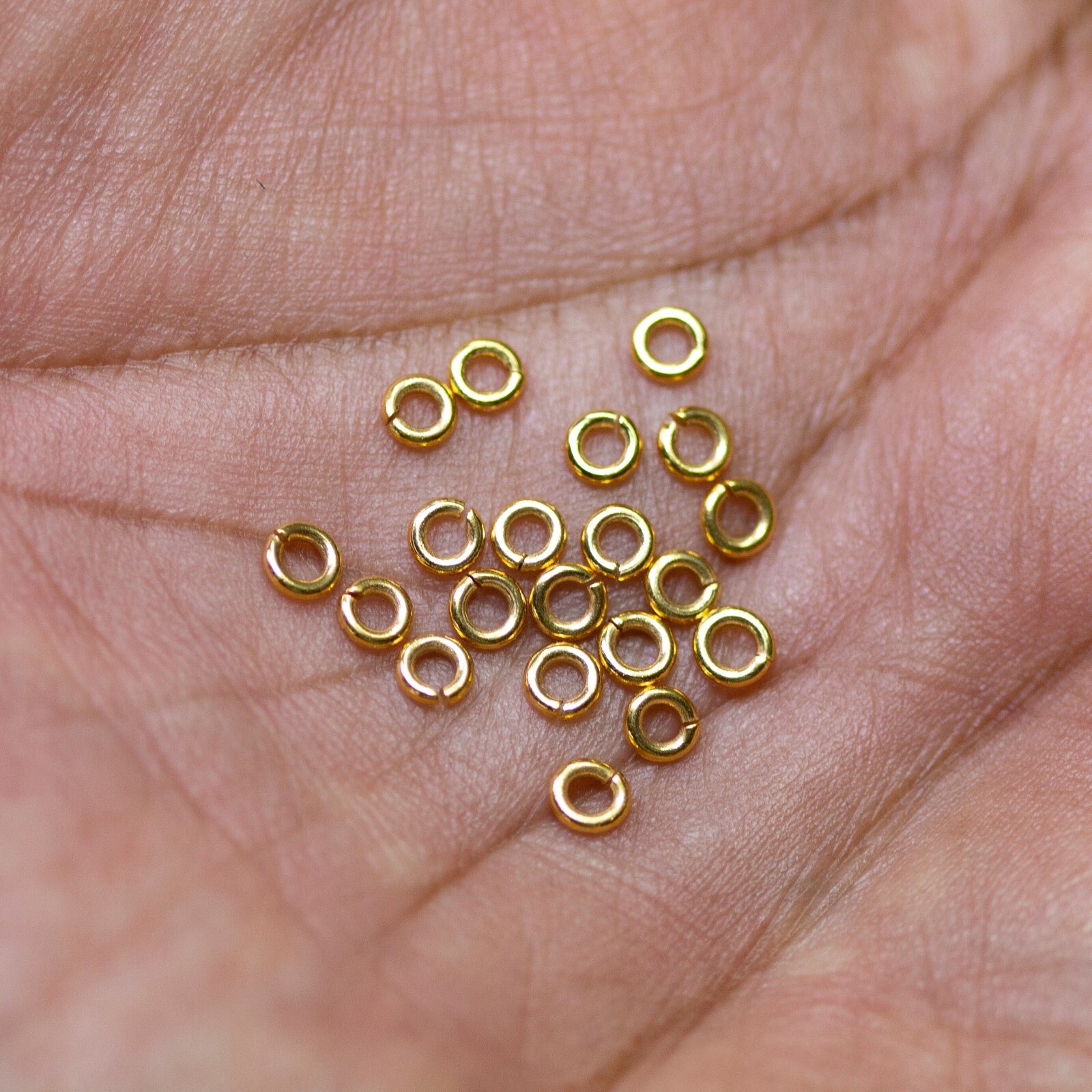 3MM 22 Gauge 14k Solid Yellow Gold Open Jump Rings 10 pieces Jewelry Finding