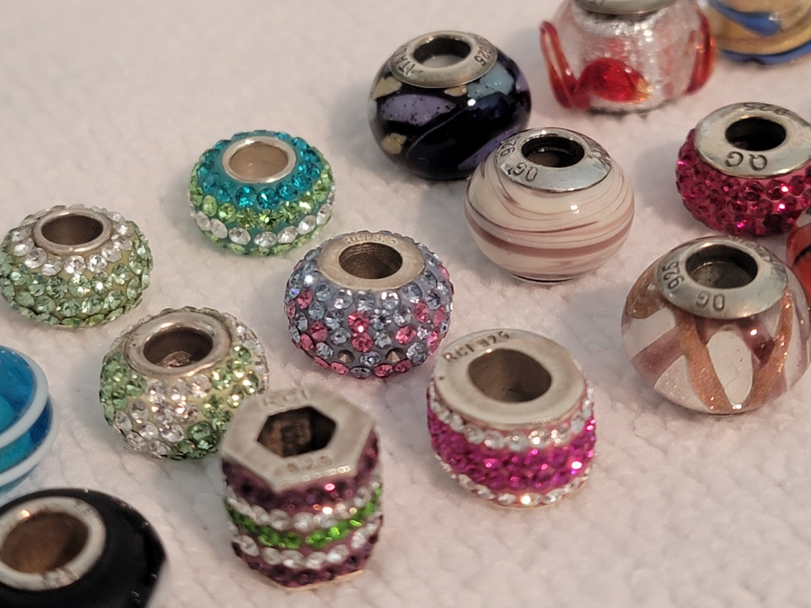 Lot Of 21 925 Sterling Silver Charms Beads + 3 Non Sterling QG, RCI, VARIOUS