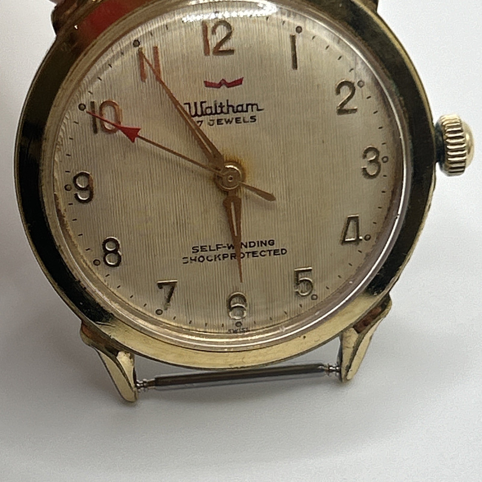 Vintage Rare Waltham Self Winding 17 Jewels W/Red Second Hand