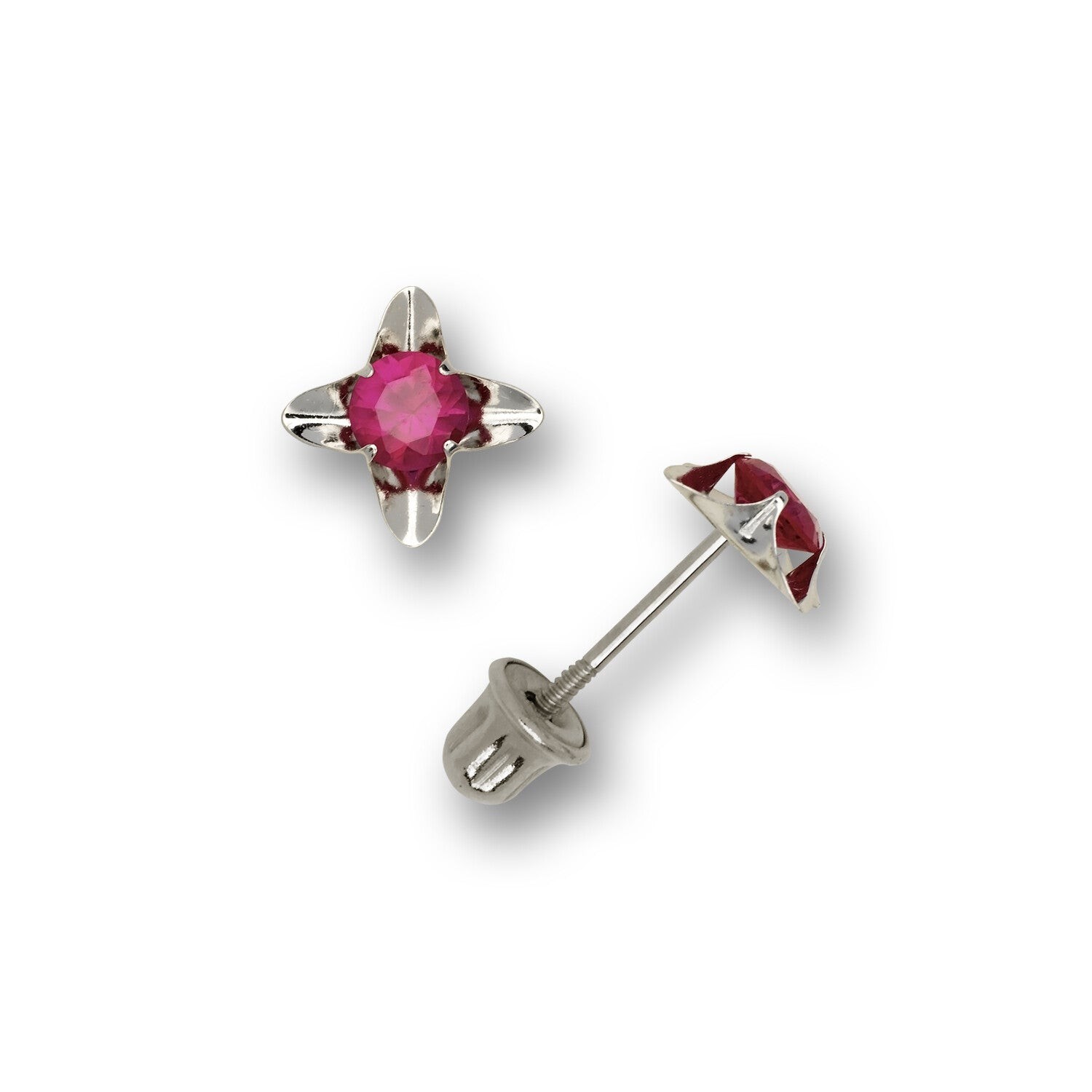 14k Yellow and White Gold Cz Stud Earrings