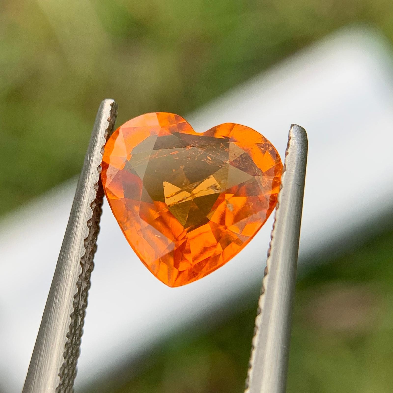 Natural Orange Garnet 2.10 Cts Heart Cut SI Clarity Loose Gemstone Tanzania