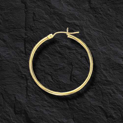 Fashion 10k Yellow Gold 2.0mm x 30mm Round Shiny Runway Tube Hoop Earrings