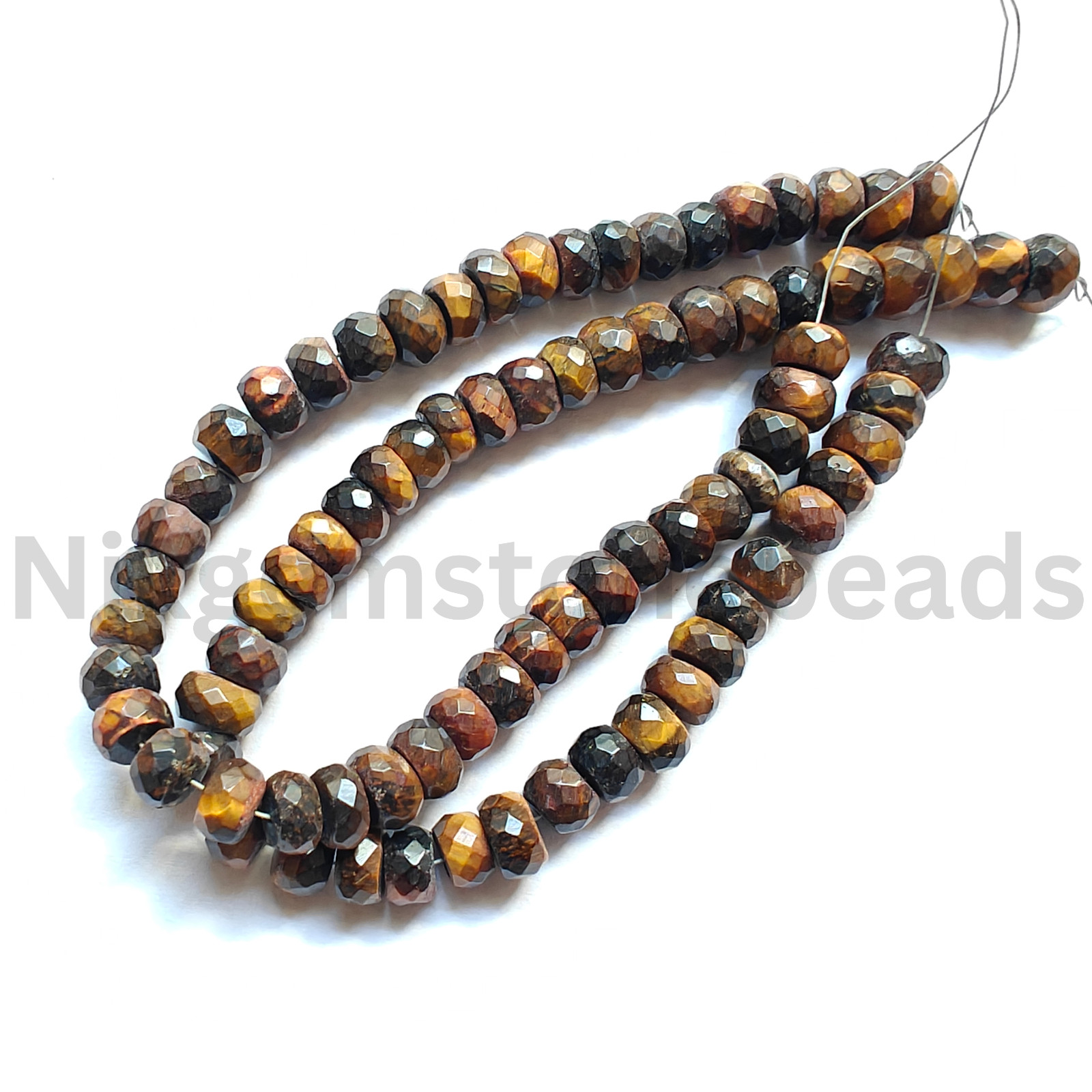 Natural Multi Tiger’s Eye Stone, Briolette Faceted Rondelle Beads, 7.50-8.00 MM.