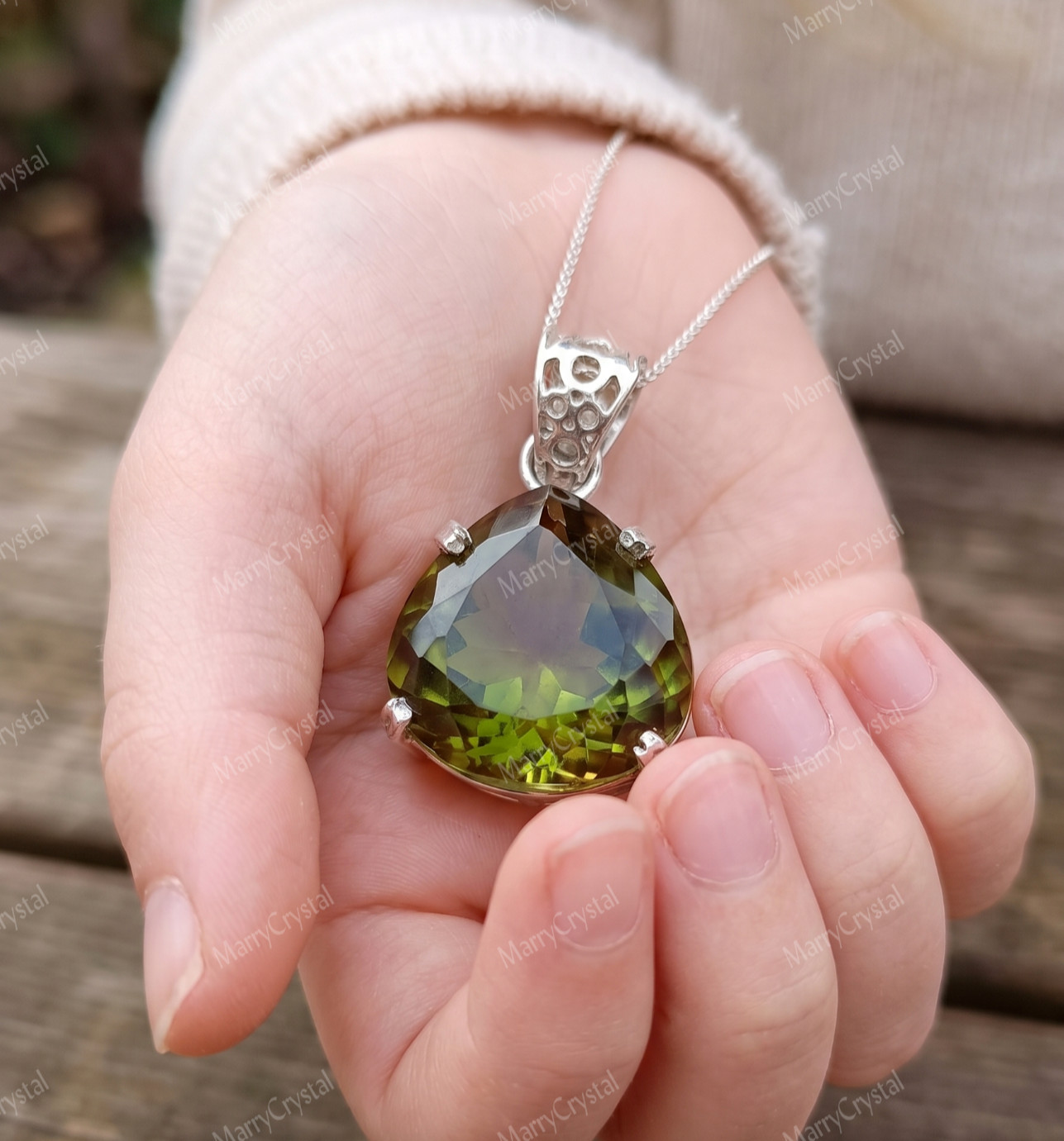 Lightshift Pendant Color Changing Zultanite Glass Heart Cut Loose Gemstone