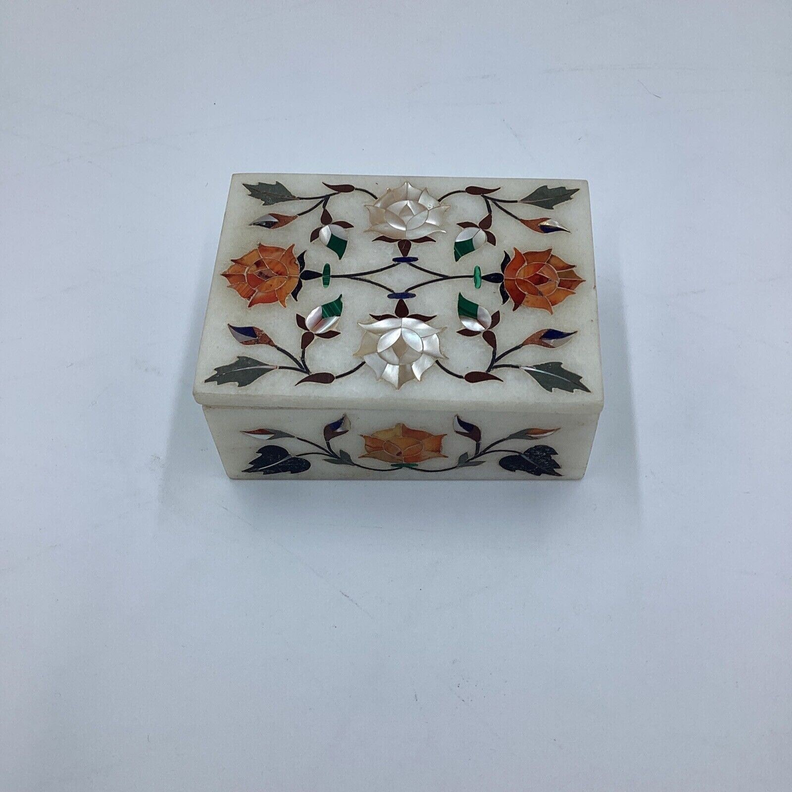 Marble Inlay Art Trinket Jewelry Box Semi-Precious Stone Cyber Monday Gifts