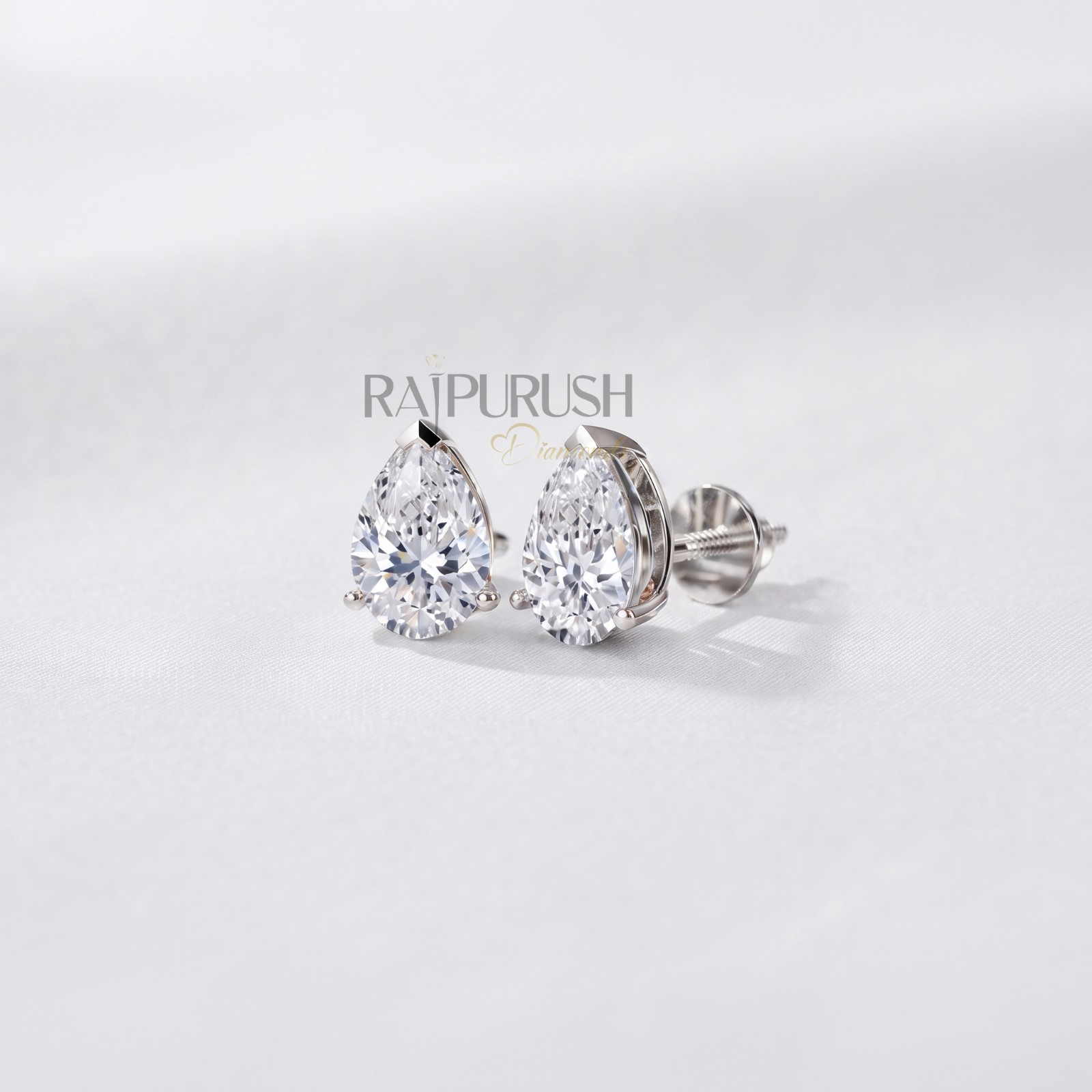Pear Moissanite Stud Earrings VVS D Color 925 Sterling Silver Gold Plated Women