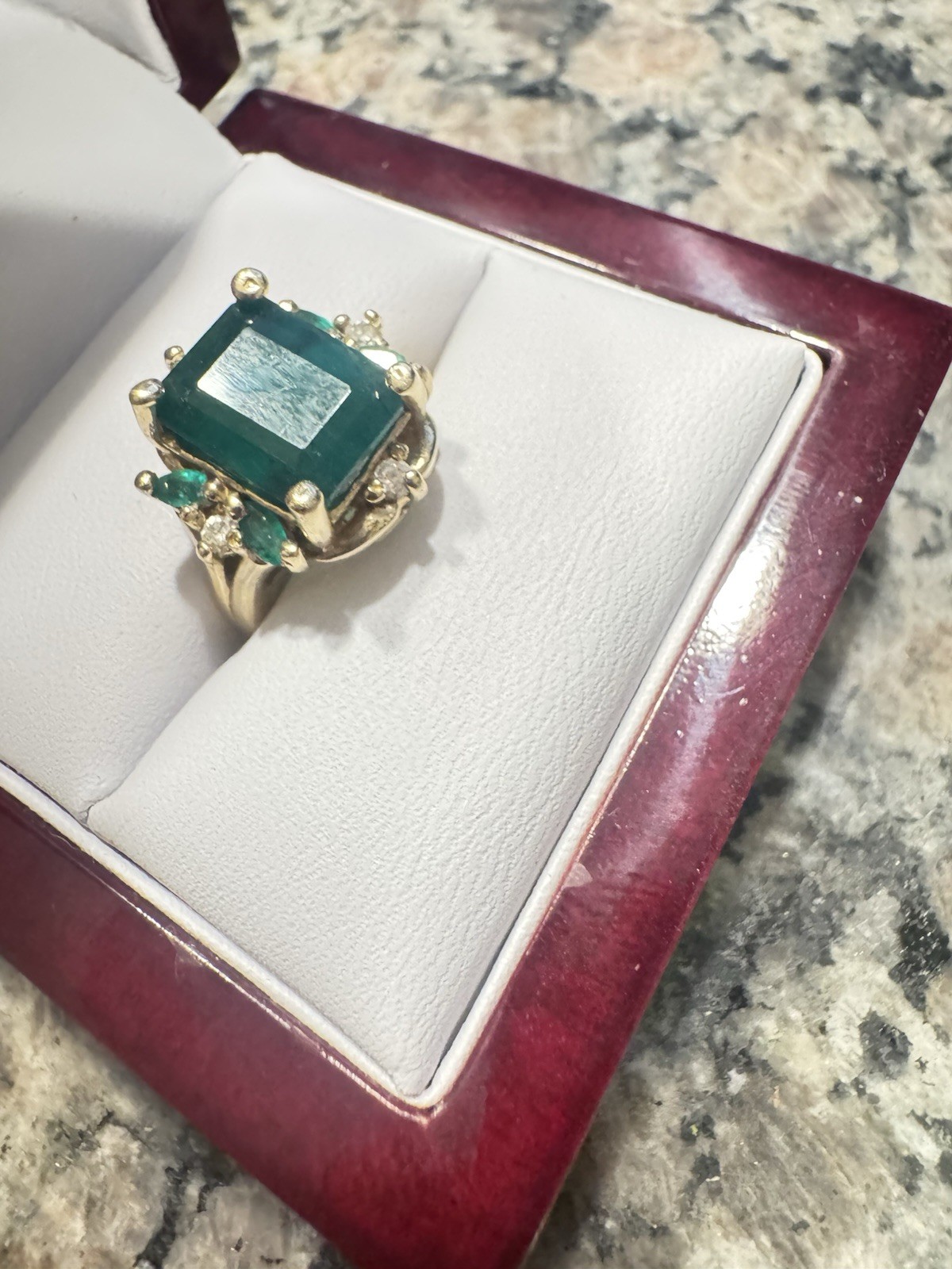 14 K Gold Natural Zambian Emerald 4.2 Carats With Diamonds