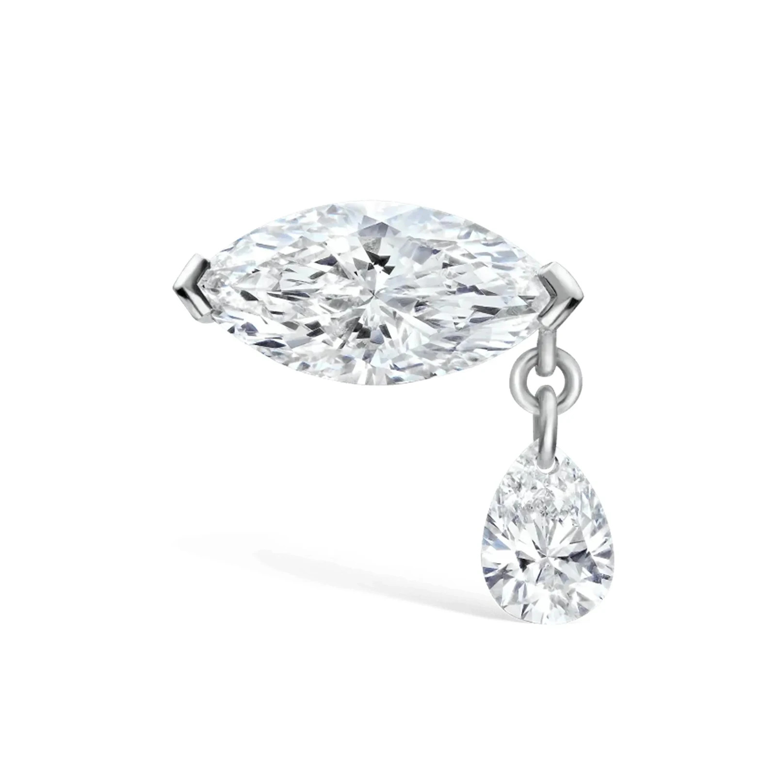 925 Sterling Silver Marquise Pear Moissanite Drop Stud Earrings
