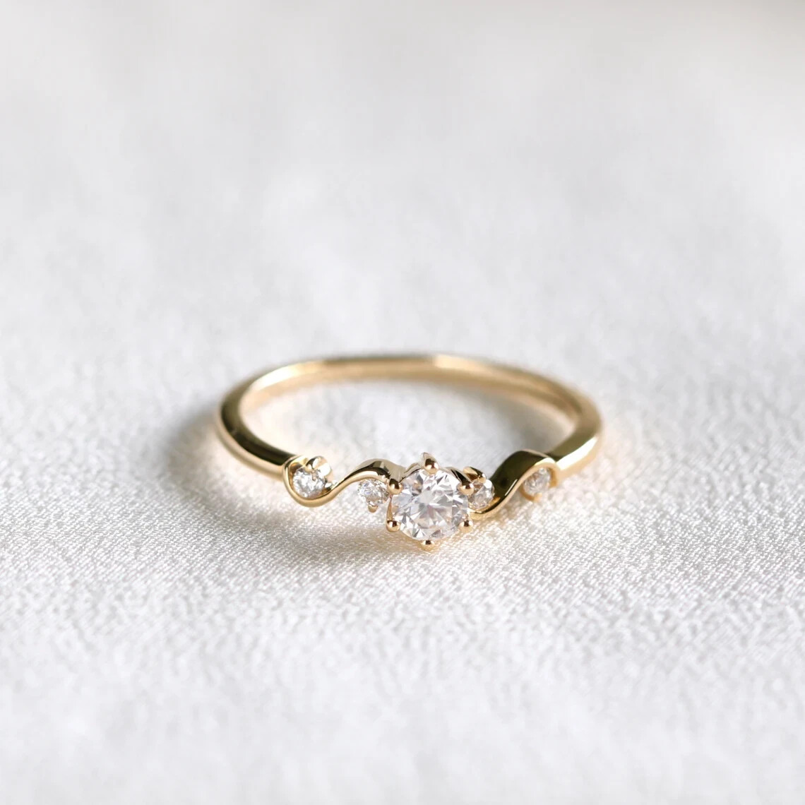 0.54 CT Round Cut VSSI Lab Grown Diamond Women’s Stackable Ring 14K Yellow Gold