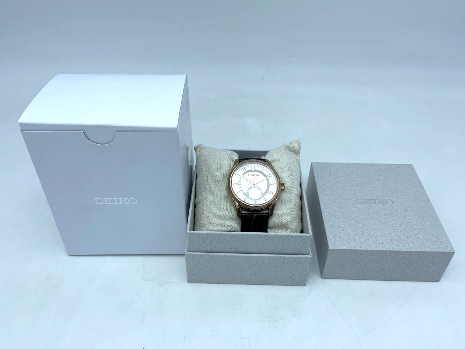 Near MINT SEIKO PRESAGE Automatic Watch Rose Gold 6R27-00B0 SARW004 New Band