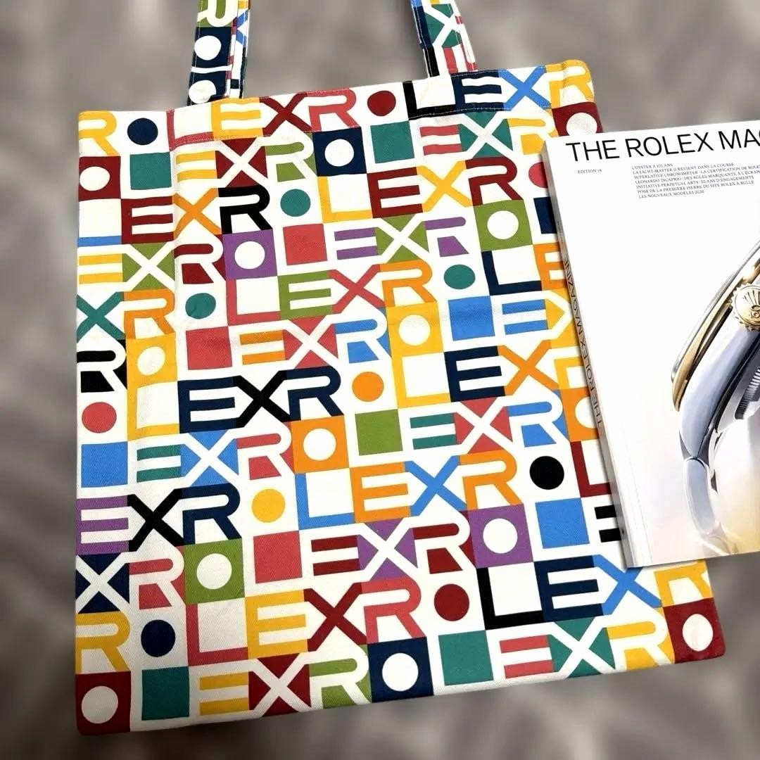 Rolex Jubilee Motif Canvas Tote Bag Multi-Color Logo Novelty Rare VIP Gift Rare