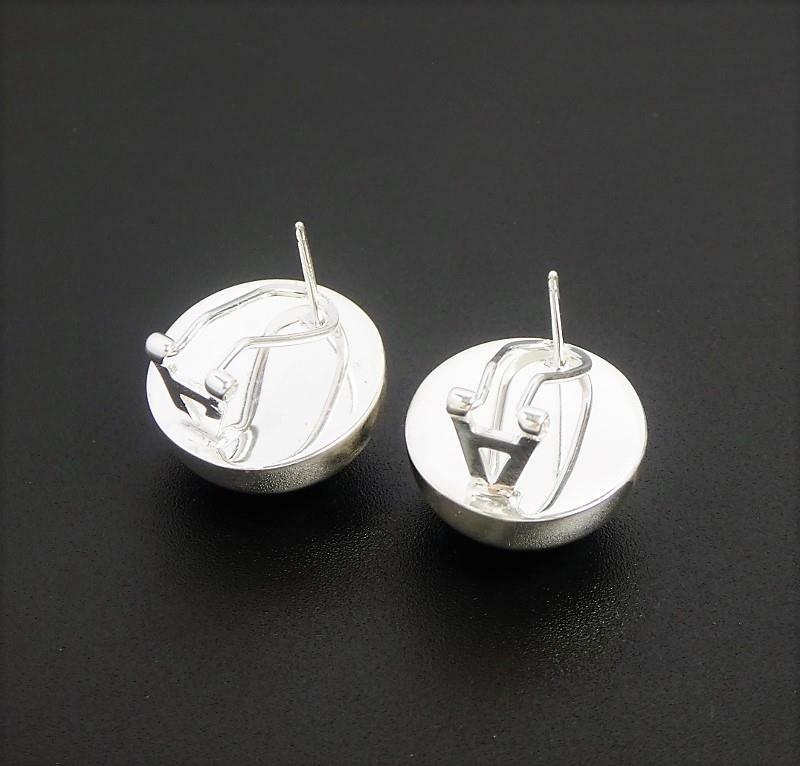 Shiny Sterling Silver Large 18mm Half Dome Stud Post Earrings Statement Fab!