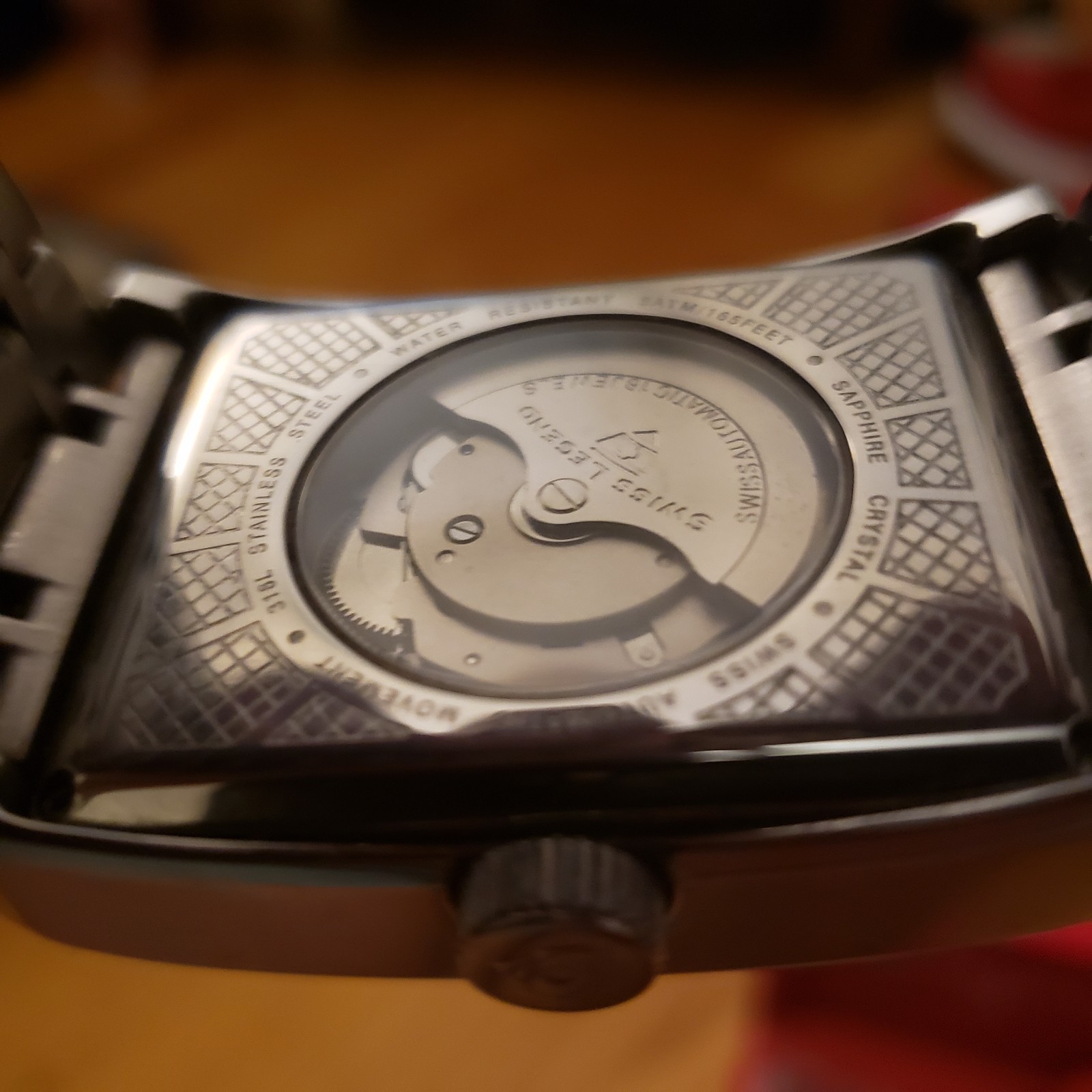 Swiss Legend Limousine Automatic Sapphire Tank Dress Watch Steel Needs SERVICE