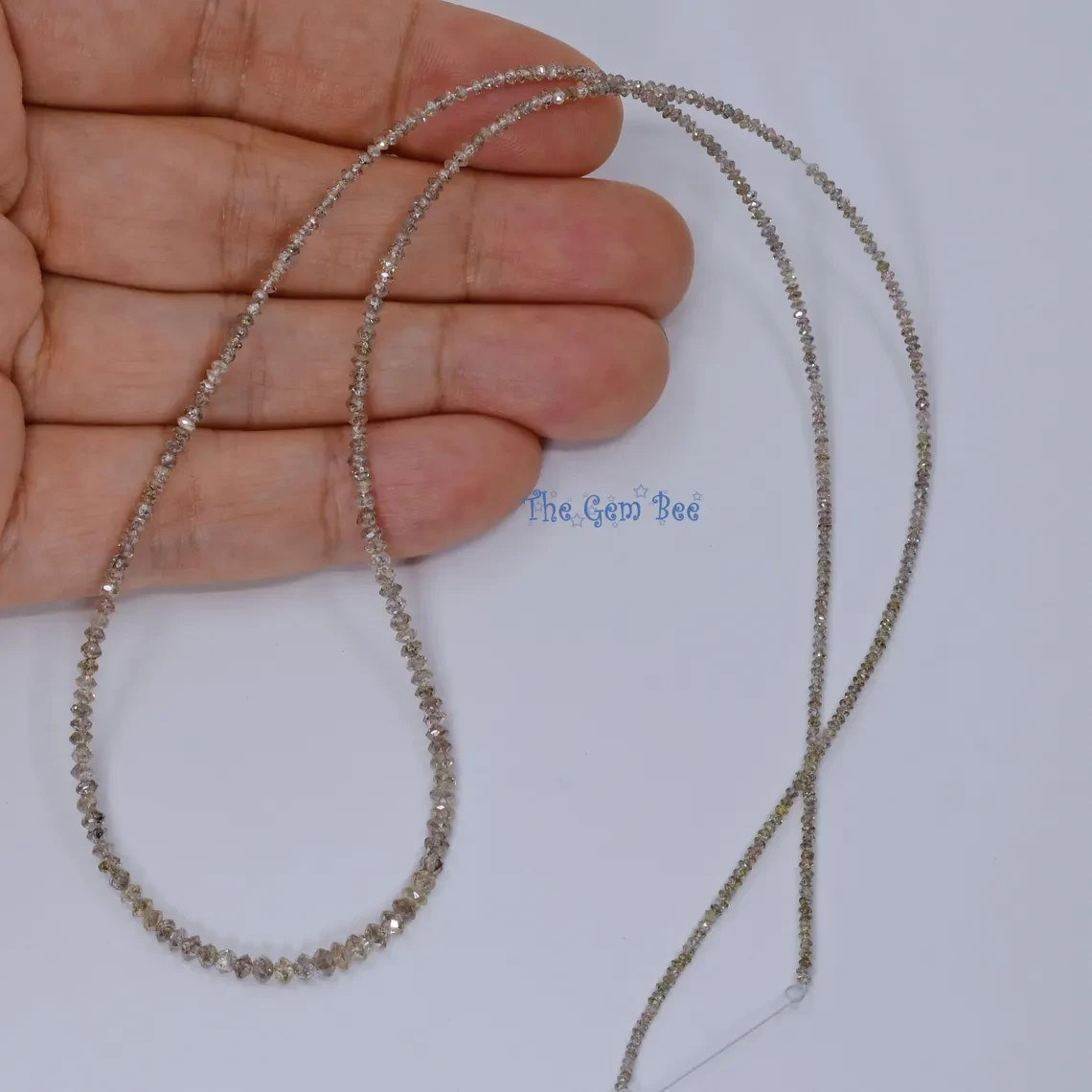 1.3mm-3mm Natural Pinkish Brown Champagne Diamond Faceted Rondelles Beads18″ Str