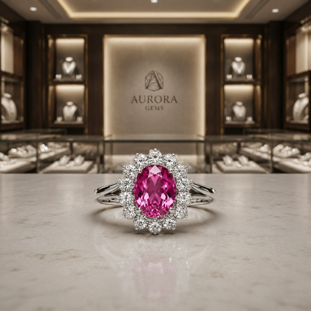 Natural Pink Sapphire & Diamond Wedding Gift Ring 14k White Gold 6 (Import Free)