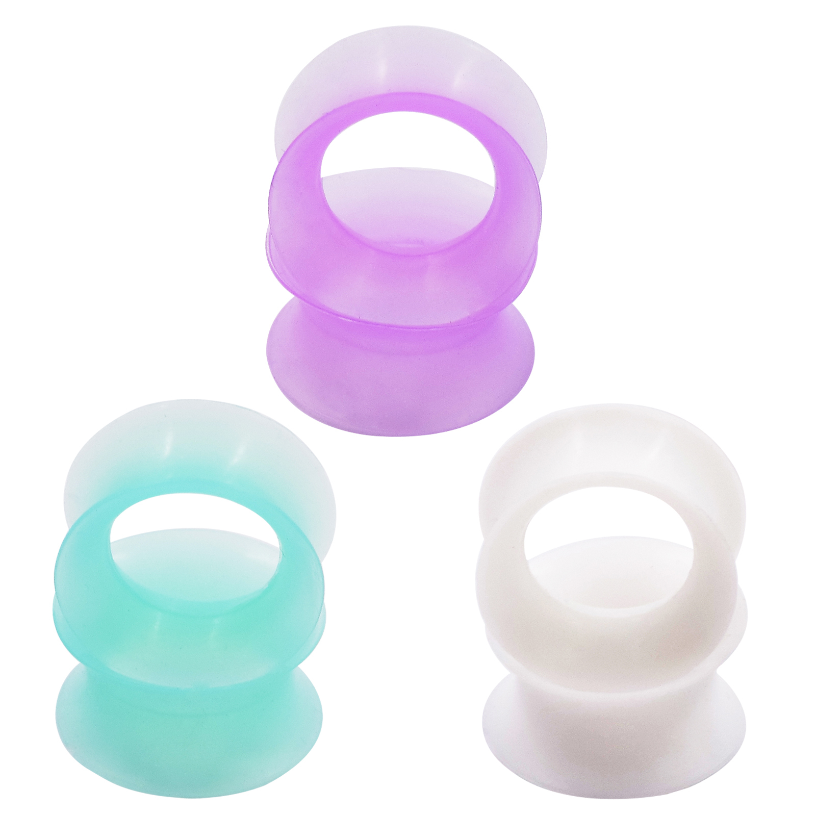 3 Pairs Thin Silicone Ear Skin Flexible Flesh Tunnels Plugs Ear Gauges Earlets