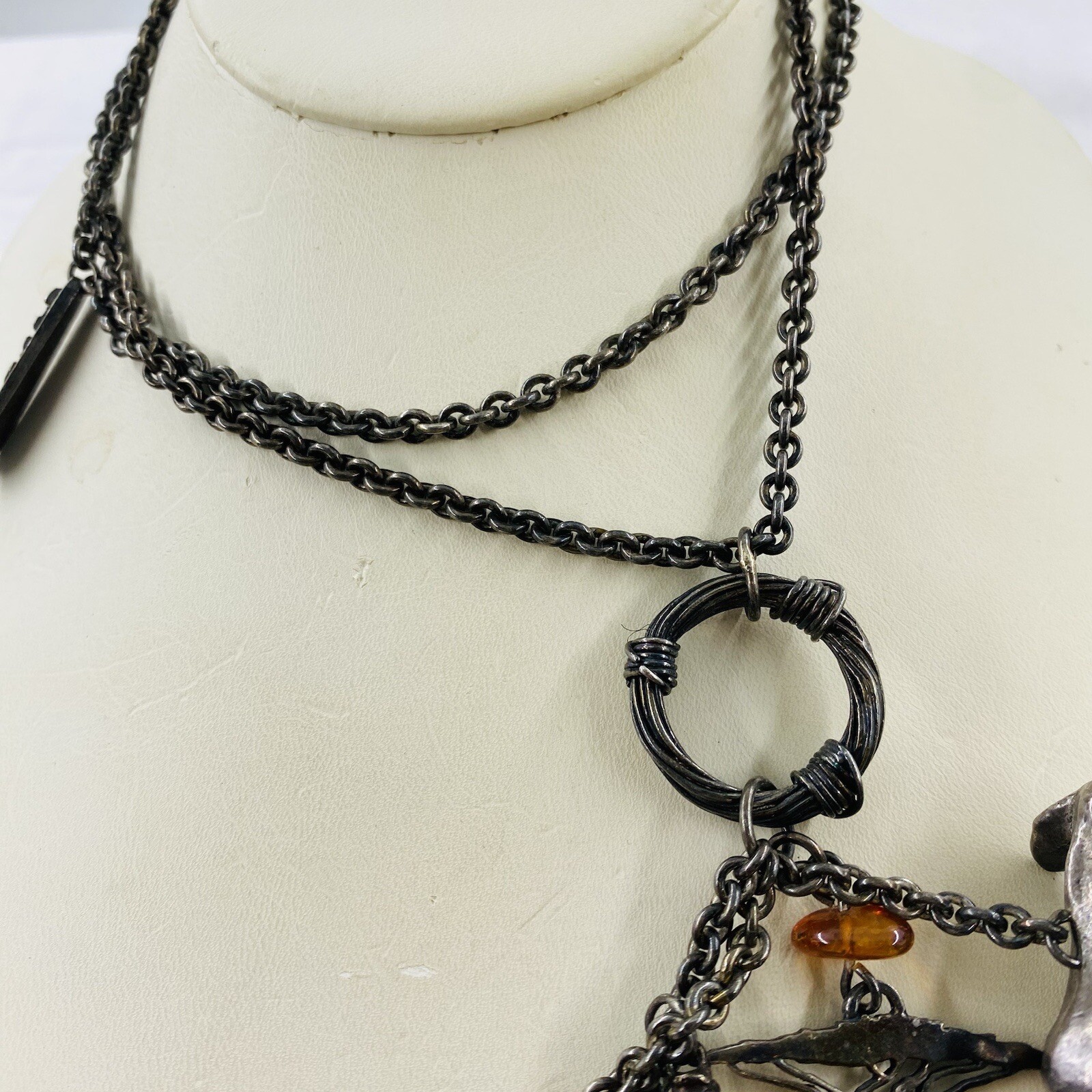 Rare Susan Cummings Sterling African Safari Animal Charm Necklace 28” 97 Grams