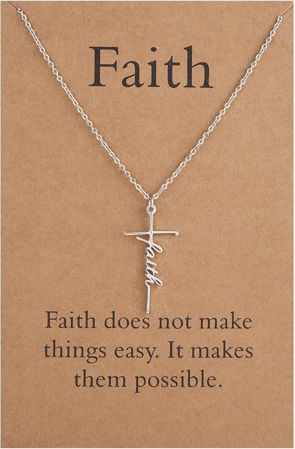 Silver Faith Cross Pendant Necklace – Elegant Christian Jewelry Gift for Women