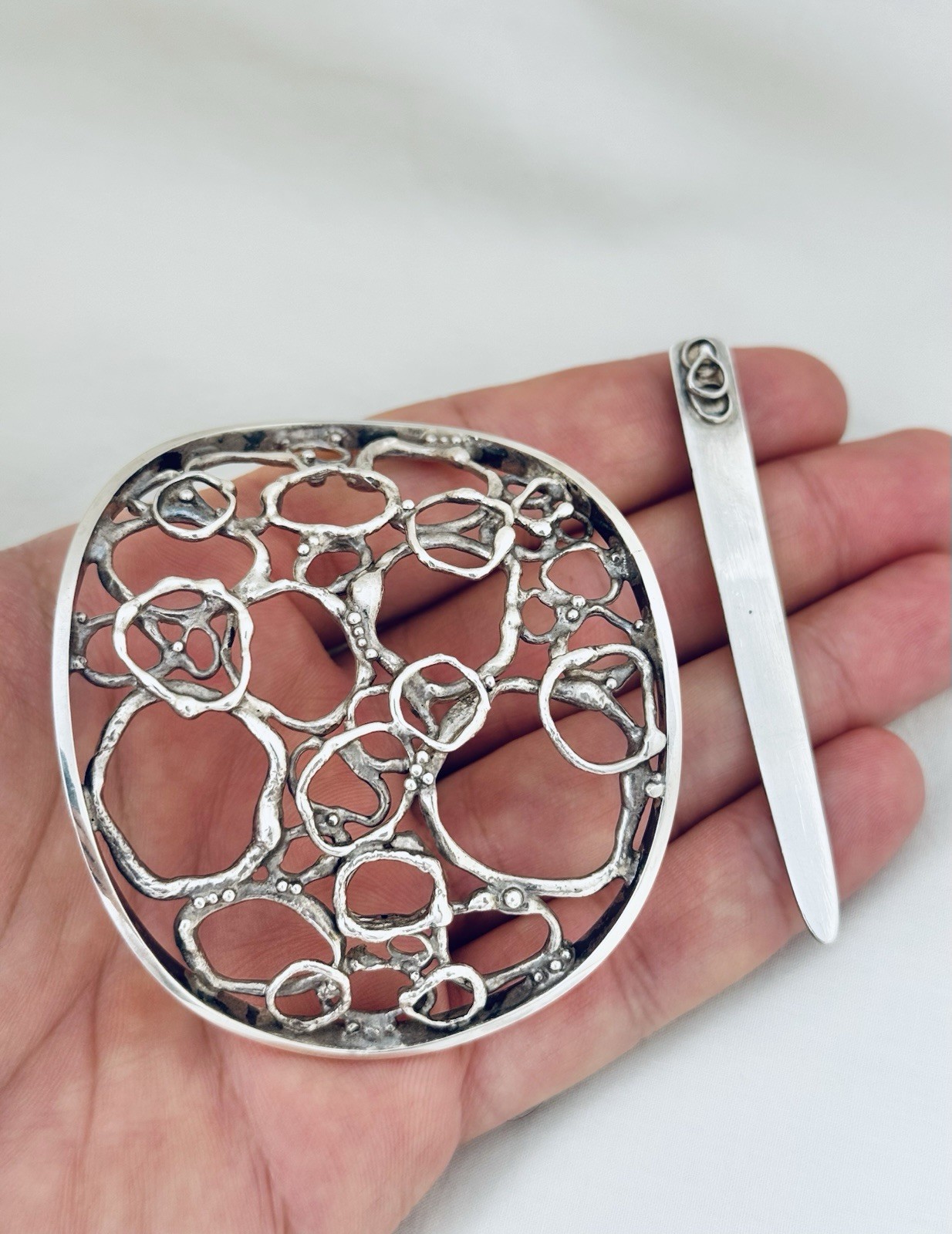 Jane Watling Lacock Solid Sterling Silver Hair Clip London 1986