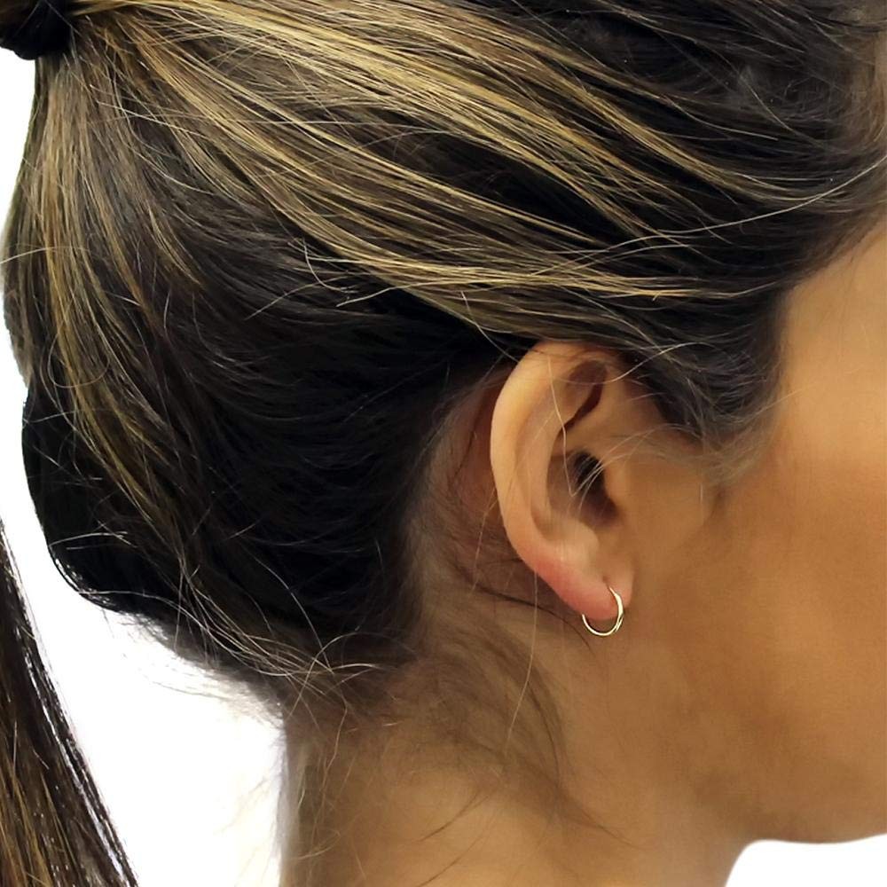 14k Solid Gold Endless Hoop Earrings Sizes 10mm – 20mm, Thin