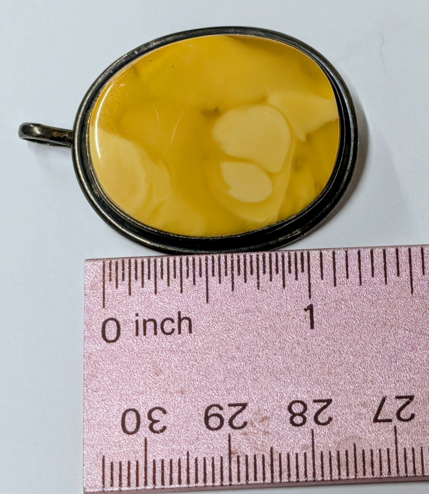 Vintage Butterscotch Baltic Amber Egg Yolk Pendant Brooch