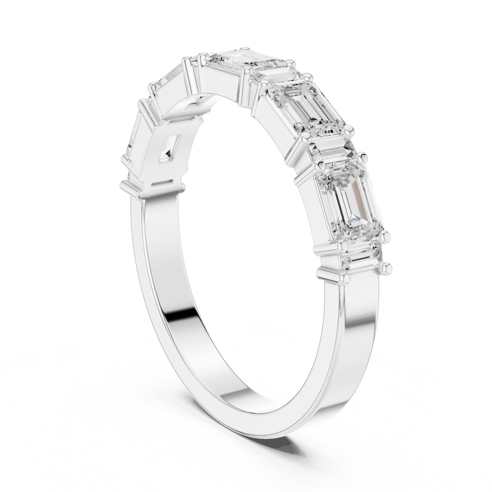 0.85 CT Emerald & Baguette Lab Grown Diamond Modern Wedding Band