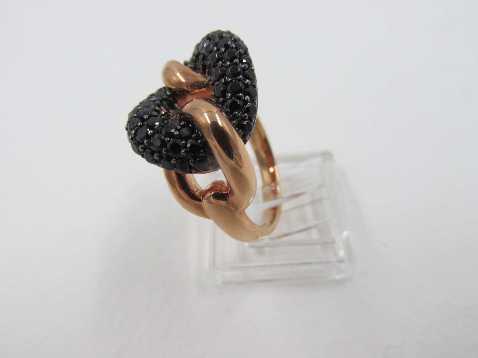 Signed Milor Italy Bronze Black Spinel Gemstone Ring Size 8 Unique Design