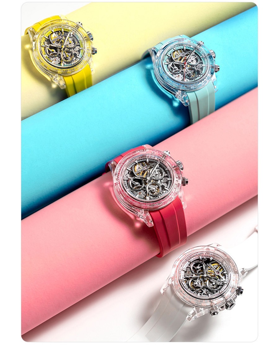 CRONUSART Men Chronograph Watch 40mm Automatic Mechanical Wristwatch K9 Case
