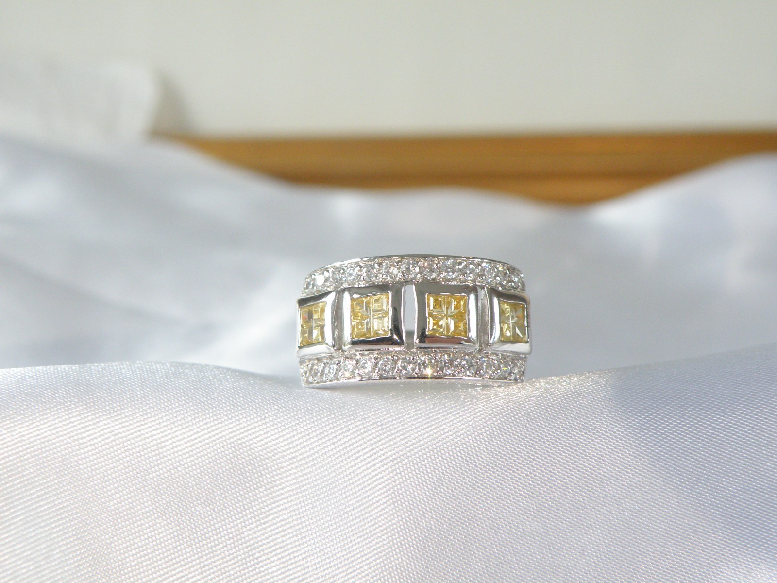 Victoria Wieck Sterling Silver 925 Channel Set Yellow CZ Ring Size 8
