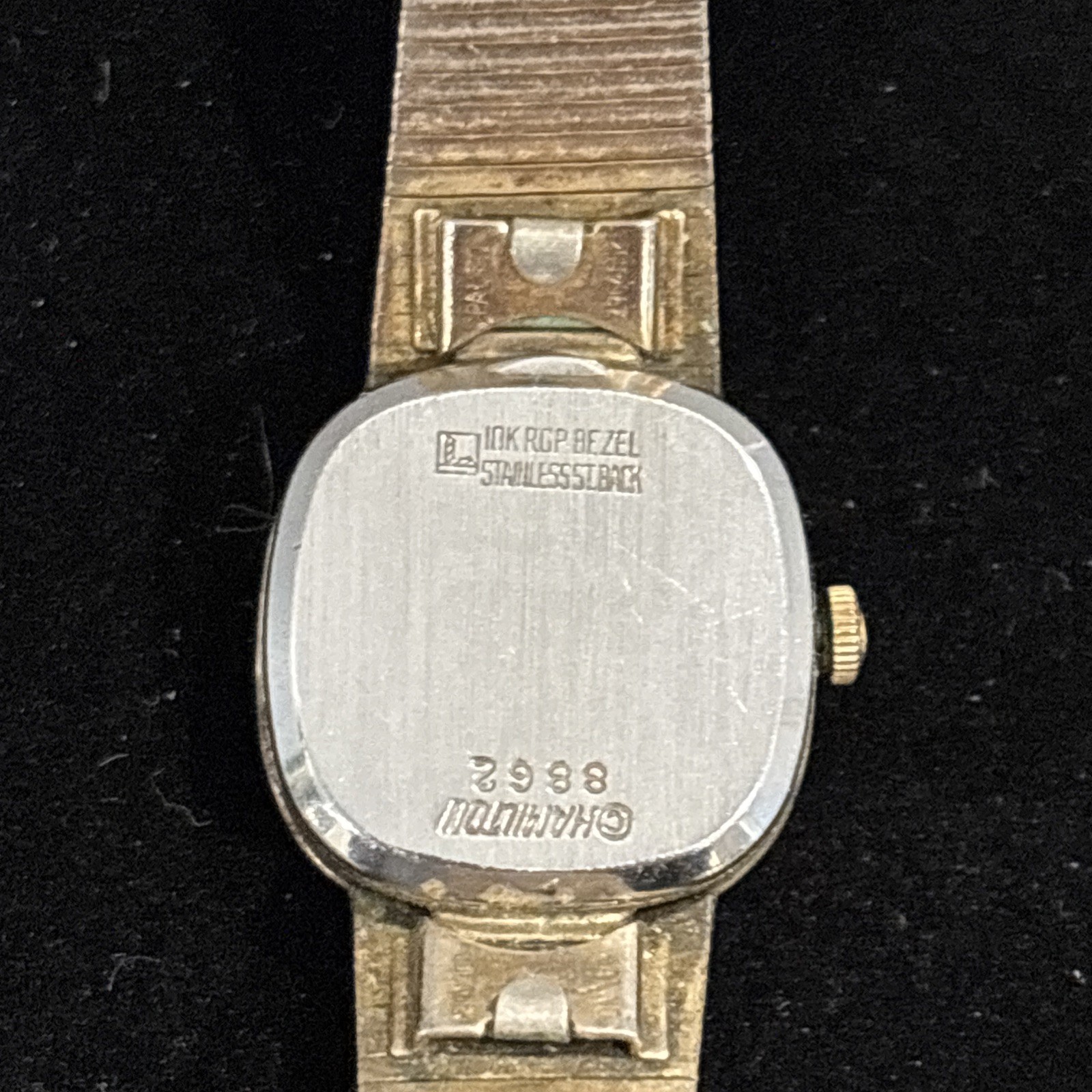 Gold Tone Hamilton Ladies Watch 10K RGP Bezel Untested Parts Vintage # 8862