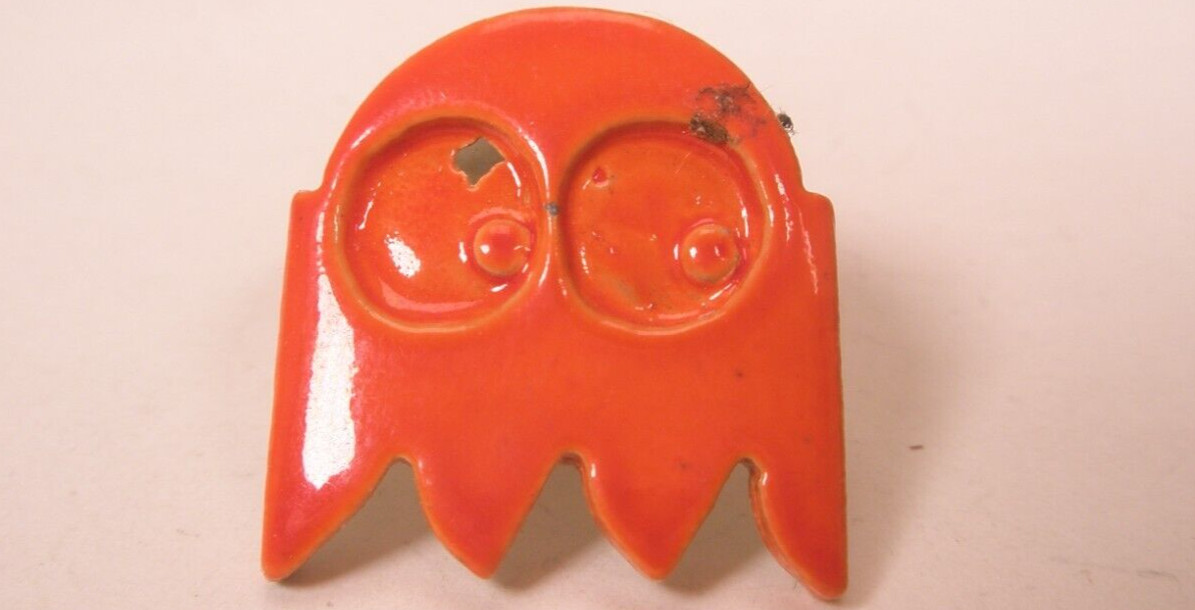 Pacman Ghost Orange CERAMIC Vintage Tie Tack Lapel/Hat Pin video games m49