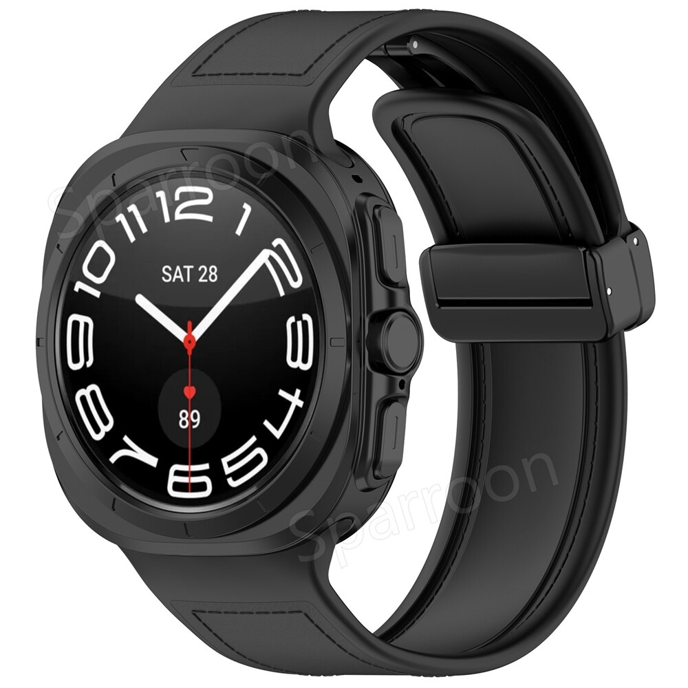 Magnetic Silicone Leather Strap Watch Band For Samsung Galaxy Watch 7 Ultra 47mm