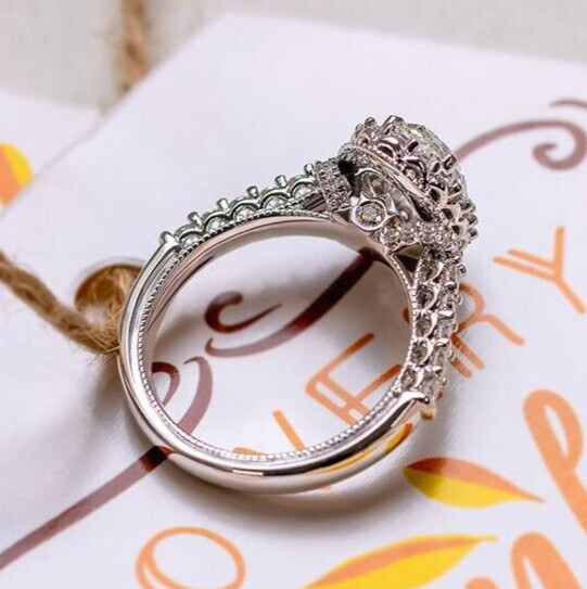 2CT Simulated Diamond Bridal Ring Silver Plated Stunning Ring For Valentine Gift
