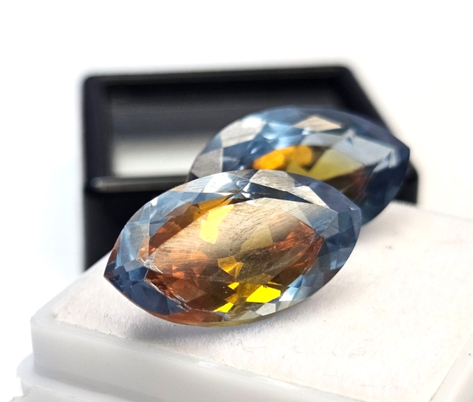 Pitambari Sapphire Natural Marquise Cut 18-19 Ct Certified Pair Gemstone FR-019