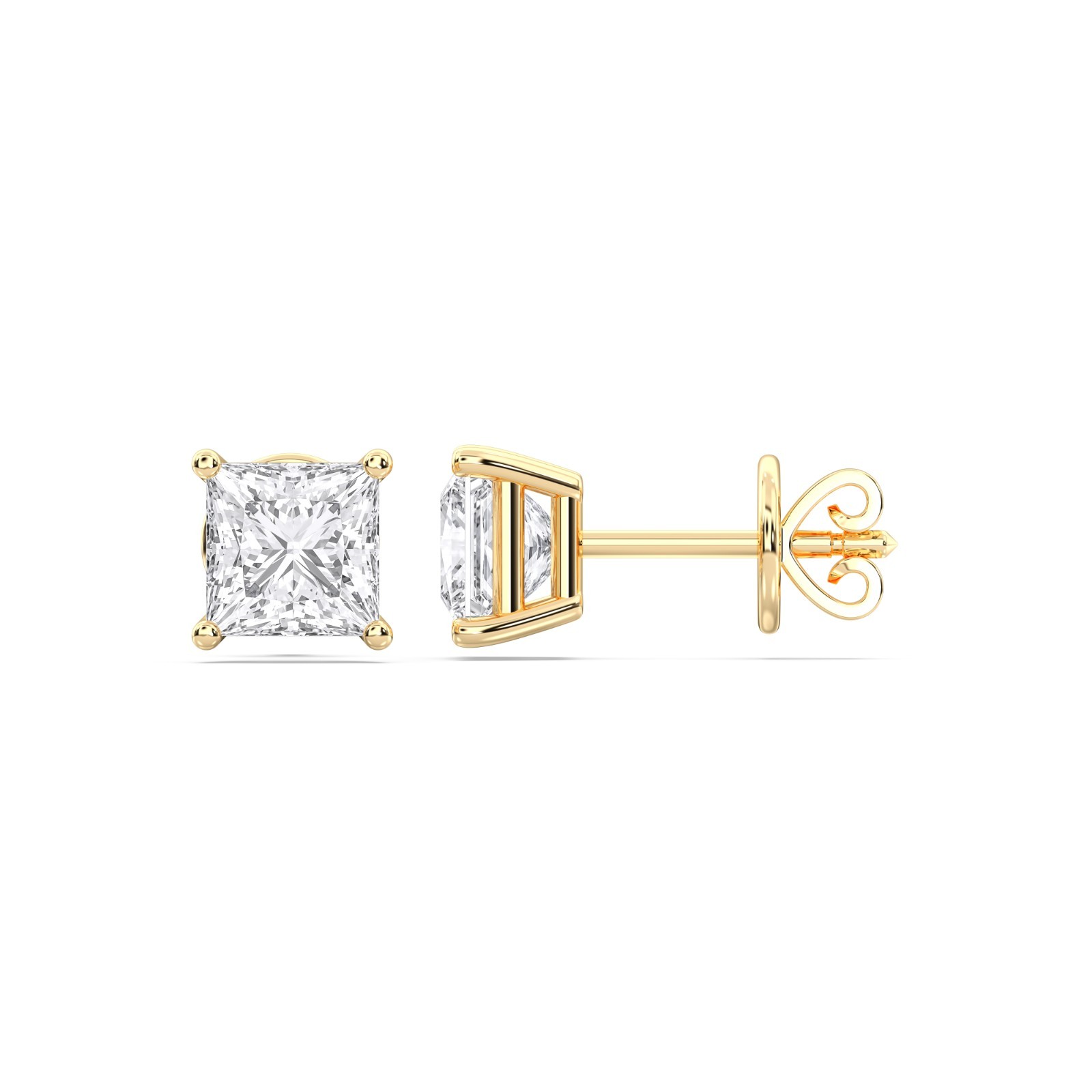 0.50Ct Princess Cut Lab Grown Diamond Stud Earring 10K 14K 18K & 925 Women Gift