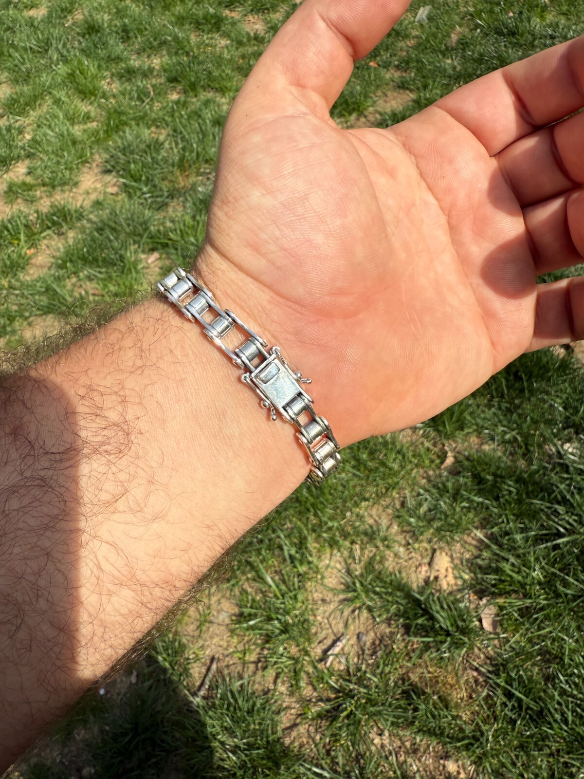 Bicycle Link Bracelet Real 925 Silver Oxidized Handmade 9mm Bike Motorcycle