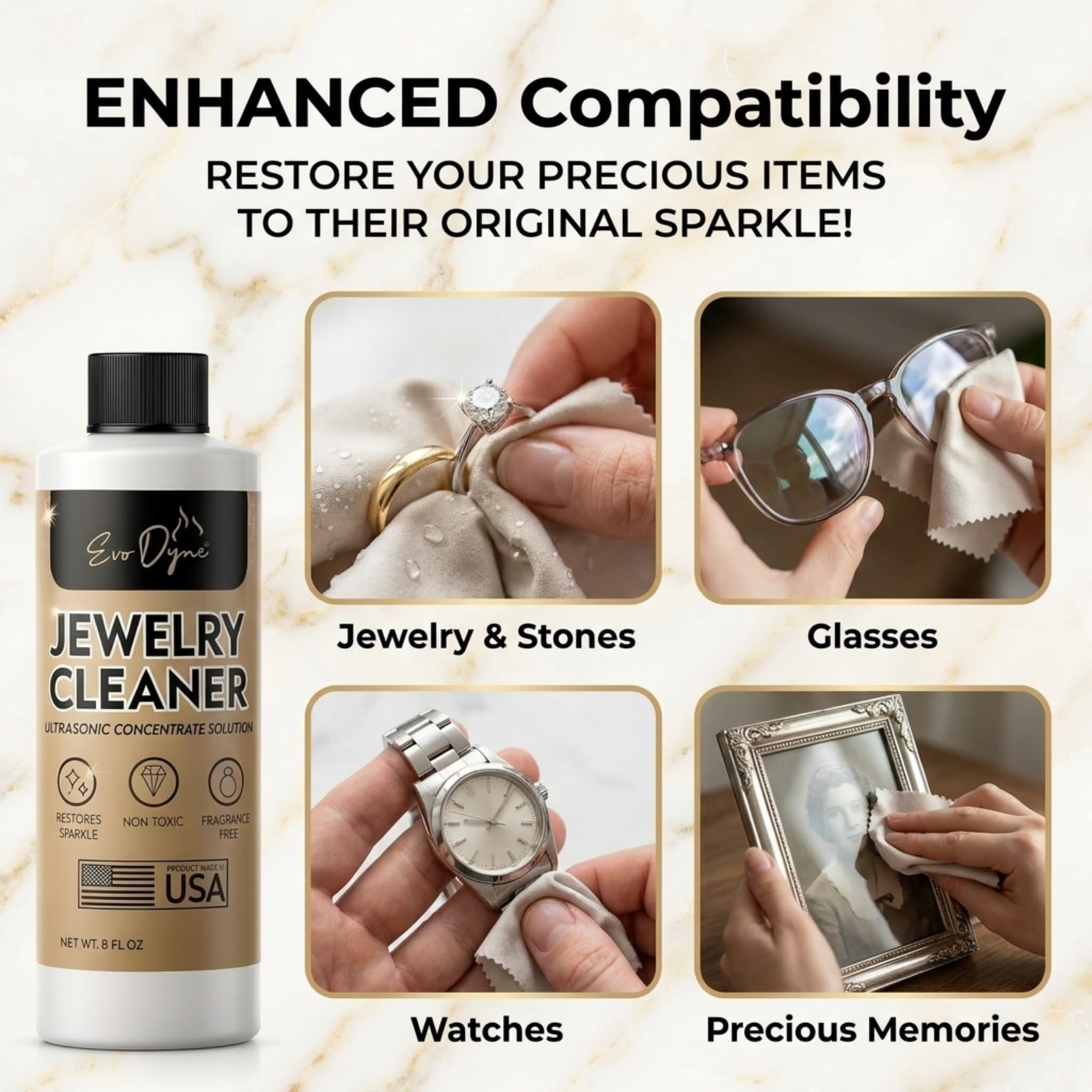 Ultrasonic Jewelry Cleaner Solution (8oz) Concentrated Jewelry Cleaner for Di…