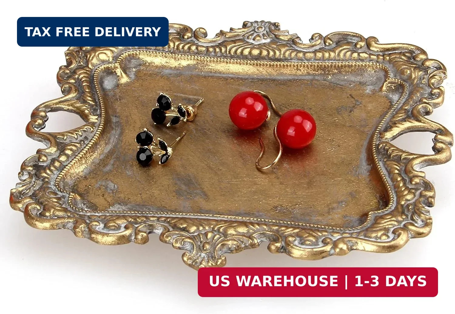 Vintage Decor for Home Bathroom Accessories Small Jewelry Tray Antique Ring Dish