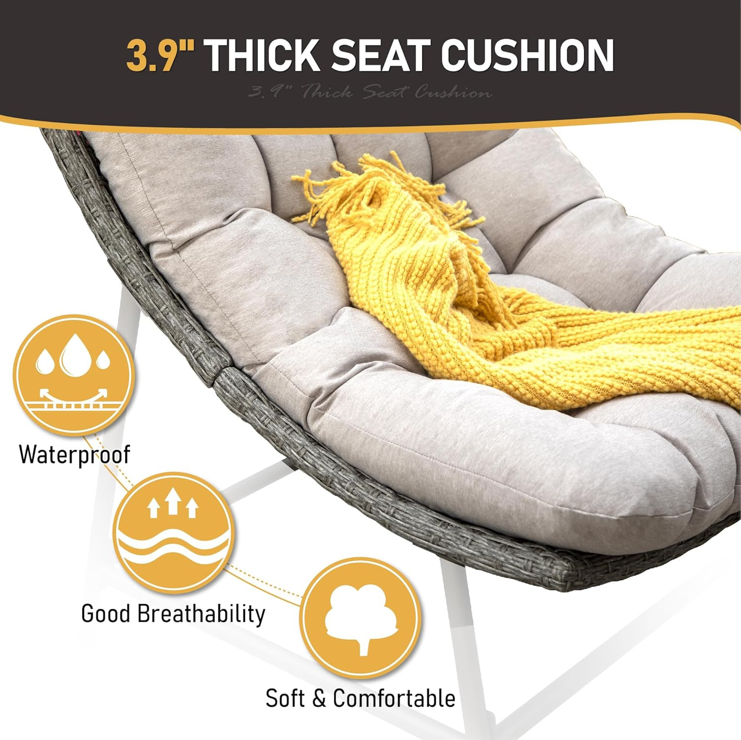 Sophia & William Outdoor Papasan Chairs with Cushion and Frame, Comfy Patio Chai